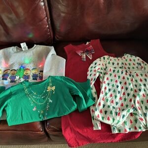 Festive Kids Shirt Set - Green, Red, and White